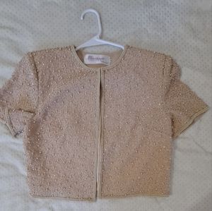 Beaded short sleeve jacket